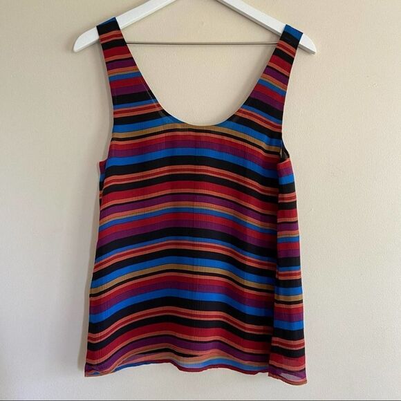 JOIE Multi-colored Striped Silk Tank Top XS - Picture 4 of 5